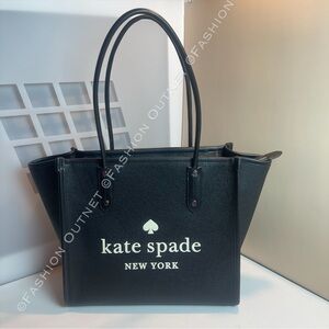 NWT Kate Spade Ella Large Tote Black Pebbled Leather Laptop Bag Workwear Chic